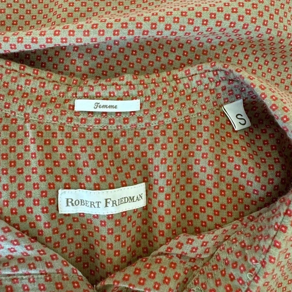 NWOT $375 ROBERT FRIEDMAN Silk Blend Pink and Brown Sheer Blouse - Picture 5 of 8